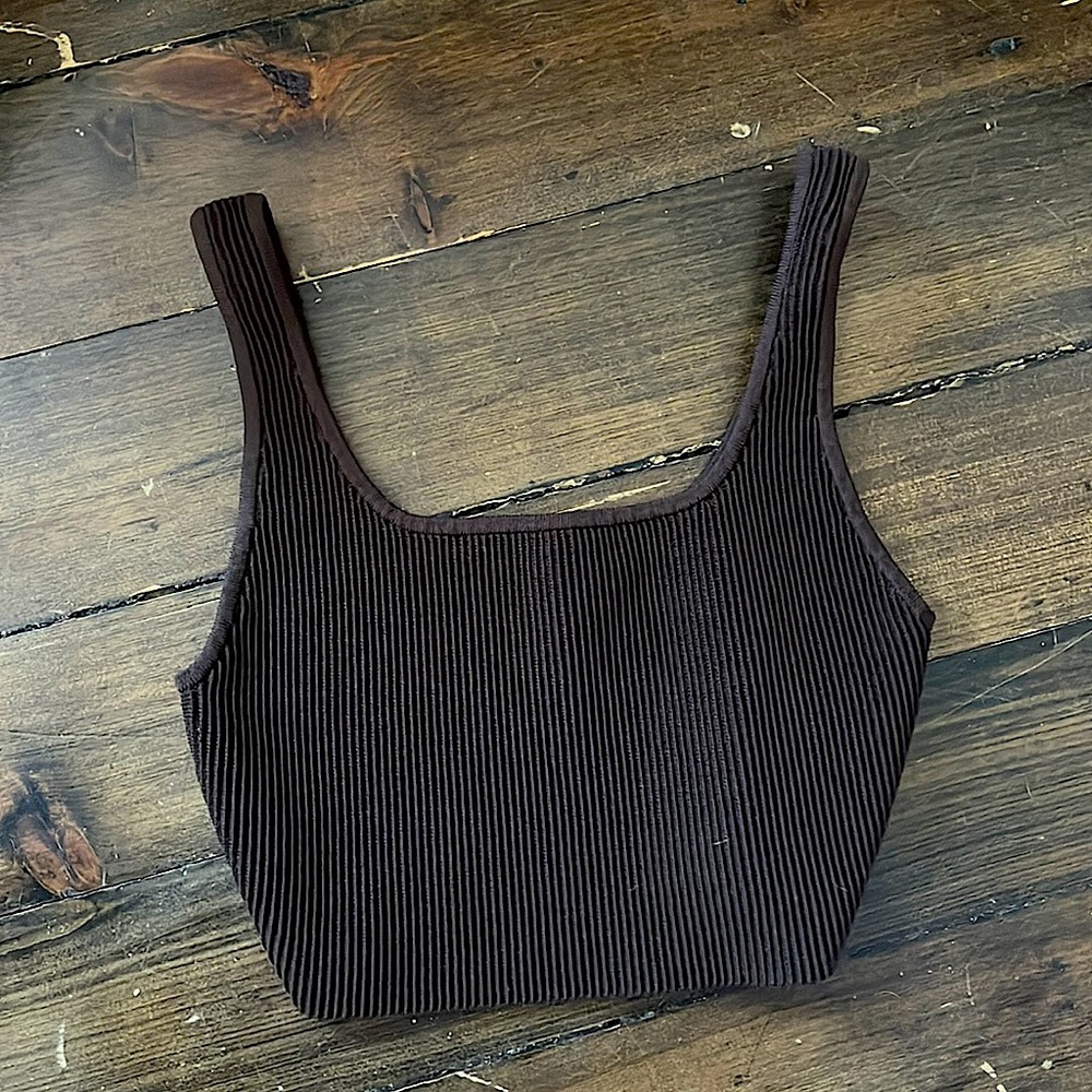 brown ribbed cropped tank top | super nice material
